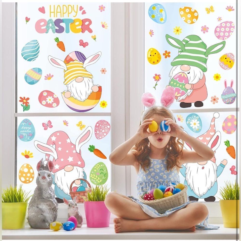 Gnome Easter Window Clings - 9 Sheets Stickers for Glass Windows NIP 2 set - Picture 2 of 10